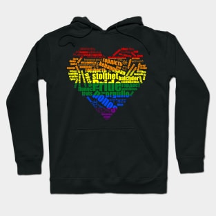 LGBT Pride In Many Languages Rainbow Heart Word-art Hoodie